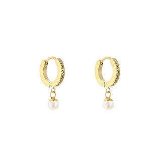 Michelle Bijoux Earring hoop crystal stone pearl