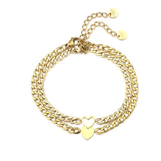 Kopen goud Michelle Bijoux Armband Schakels Hartjes