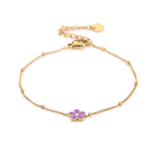 Kopen paars Michelle Bijoux armband bloem goud