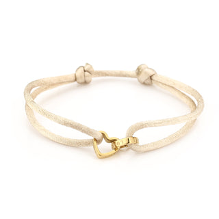 Kopen beige Michelle Bijoux armband twee hartjes goud touw (one size)