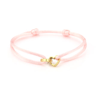 Kopen roze Michelle Bijoux armband twee hartjes goud touw (one size)