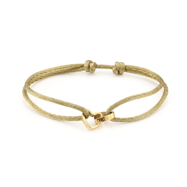 Michelle Bijoux armband twee hartjes goud touw (one size)