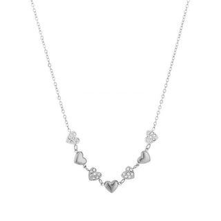 Michelle Bijoux Necklace 7 Hearts White Stones