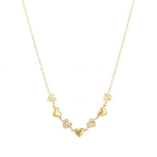 Koop gold Michelle Bijoux Necklace 7 Hearts White Stones