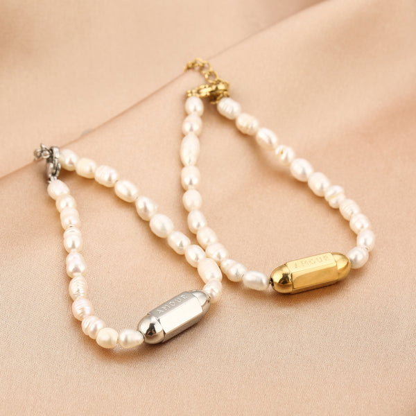 Michelle Bijoux Bracelet pearls tube armor