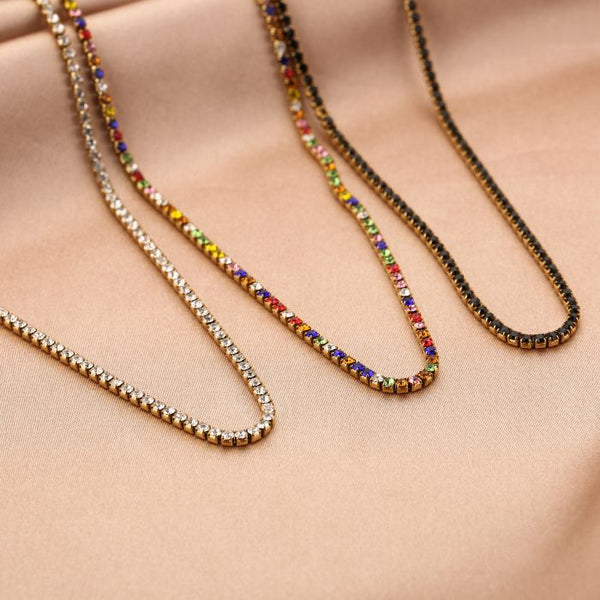 Michelle Bijoux Necklace Gold Black Stones
