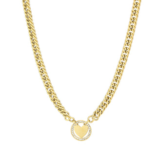 Koop gold Michelle Bijoux necklace heart white stones