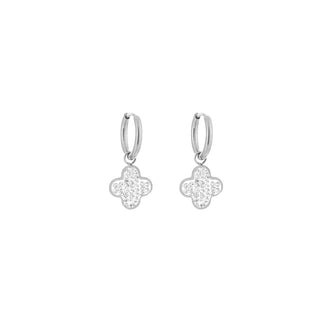 Koop silver Michelle Bijoux earring clover white stones