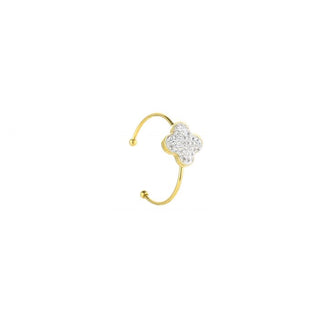 Kopen goud Michelle Bijoux Ring klaver witte steen
