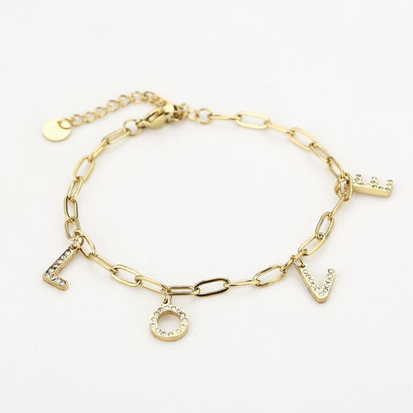 Michelle Bijoux Bracelet Love White Stones Gold