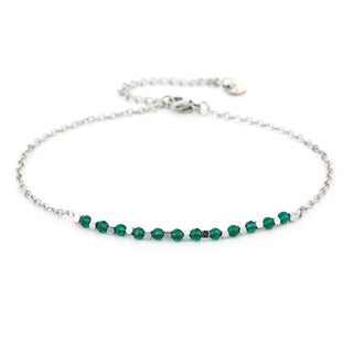 Kaufen silber Michelle Bijoux Fußkettchen mit grünen Perlen