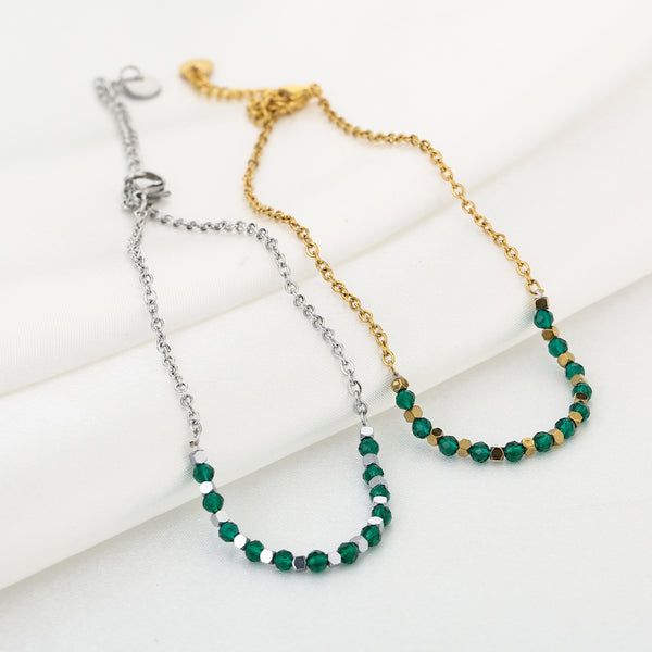 Michelle Bijoux Anklet Green Beads