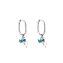 Michelle Bijoux Earring Heart Pearl Beads Silver