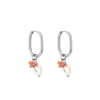 Koop orange Michelle Bijoux Earring Heart Pearl Beads Silver