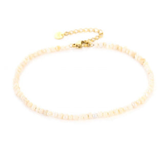 Michelle Bijoux Knöchelschmuck Fußkettchen Kleine weiße Perlen