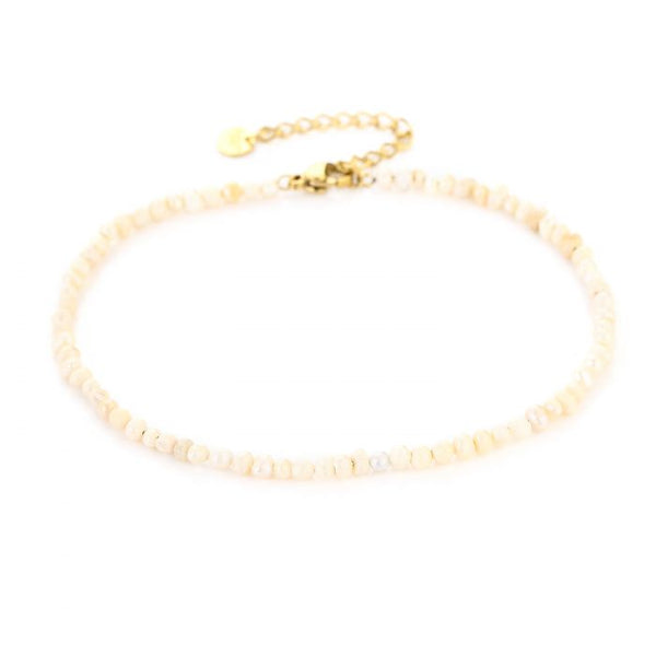 Michelle Bijoux Knöchelschmuck Fußkettchen Kleine weiße Perlen
