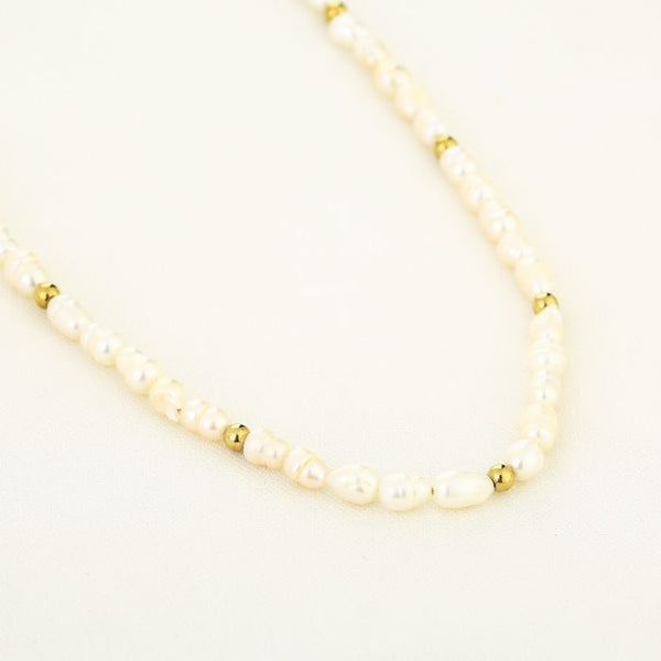 Michelle Bijoux Halskette Halskette Süßwasserperlen Kugeln Gold