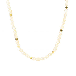 Michelle Bijoux Halskette Halskette Süßwasserperlen Kugeln Gold