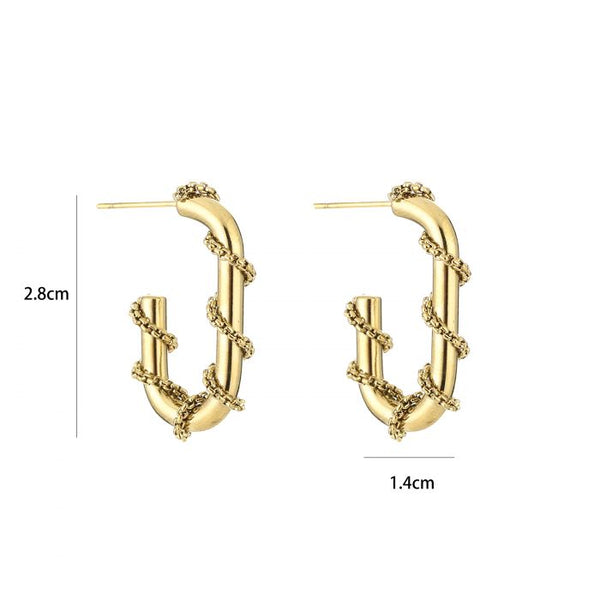 Michelle Bijoux Stud Earring Oval Hoop Snake Necklace