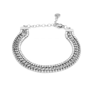 Koop silver Michelle Bijoux Bracelet 2 Rows of Rhinestones and Link Chain