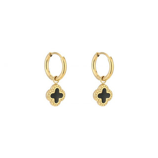 Koop black Michelle Bijoux Earrings Clover Gold