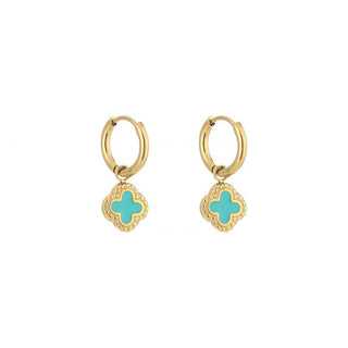 Koop turquoise Michelle Bijoux Earrings Clover Gold