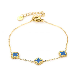 Kopen blauw Michelle Bijoux Armband (Sieraad) Armband 3 Klavers Goud