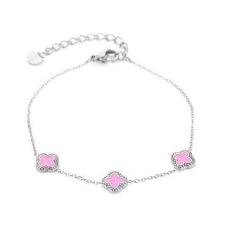 Kopen roze Michelle Bijoux Armband (Sieraad) Armband 3 Klavers Zilver