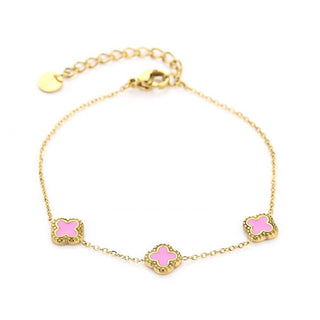 Kaufen rosa Michelle Bijoux Armband (Schmuck) Armband 3 Kleeblätter Gold
