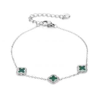 Kopen groen Michelle Bijoux Armband (Sieraad) Armband 3 Klavers Zilver