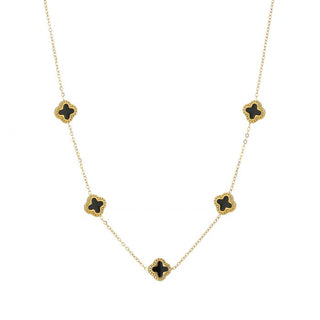 Kaufen gold Michelle Bijoux Collier Halskette 5 Kleeblätter schwarz