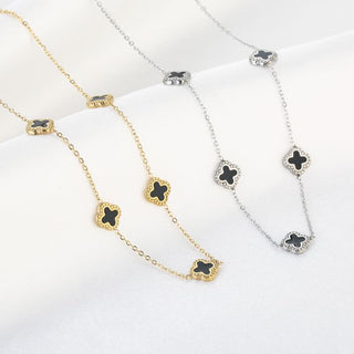 Michelle Bijoux Collier Necklace 5 Clovers black