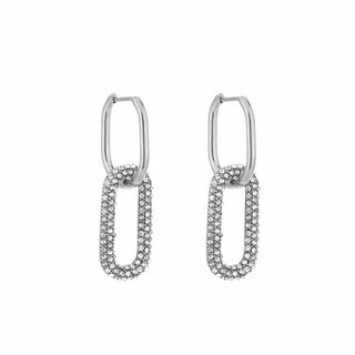 Koop silver Bijoutheek Earrings Square Hoop Zirconia Stones