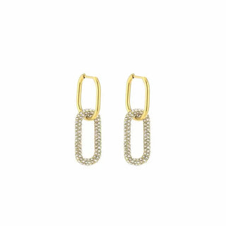 Koop gold Bijoutheek Earrings Square Hoop Zirconia Stones