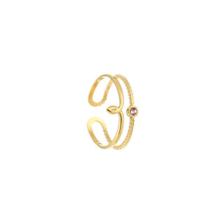 Kaufen rosa Michelle Bijoux Ring (Schmuck) Doppelt mit Stein (Einheitsgröße)