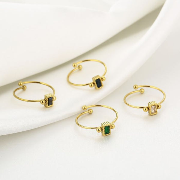 Michelle Bijoux Ring (Jewelry) Square Stone 2 Balls (One Size)