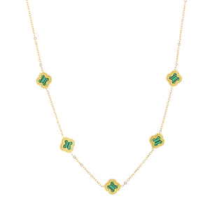Koop gold Michelle Bijoux Necklace 5 clovers green stones