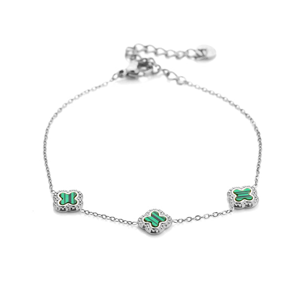 Michelle Bijoux Bracelet (jewelry) 3 clovers green stones