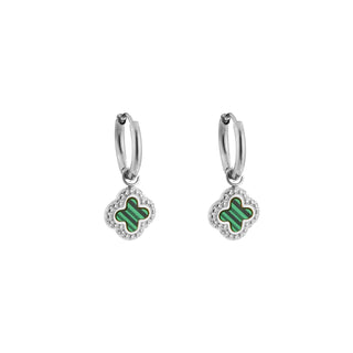 Michelle Bijoux Earrings Clover green stone