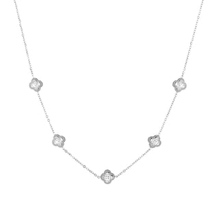 Koop silver Bijoutheque Necklace 5 Clovers White Stones
