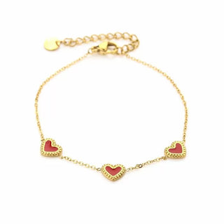 Bijoutheek Bracelet (jewelry) 3 Red Hearts