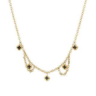 Kaufen schwarz Michelle Bijoux Halskette Links Kleeblatt Gold