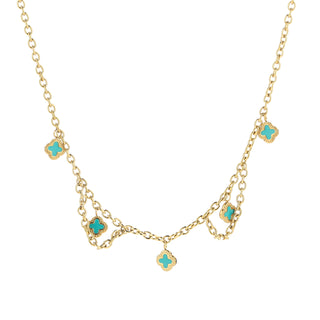 Kaufen turkis Michelle Bijoux Halskette Links Kleeblatt Gold