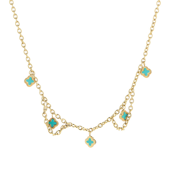 Michelle Bijoux Necklace Links Clovers Gold