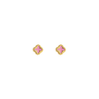 Kopen roze Michelle Bijoux Oorknoppen Klaver goud (5mm)