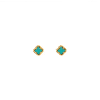 Kopen turquoise Michelle Bijoux Oorknoppen Klaver goud (5mm)