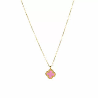 Koop pink Bijoutheek Necklace Single Clover Enamel