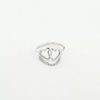 Kaufen silber Bijoutheek Ring (Schmuck) 2 Herzen und Halskette