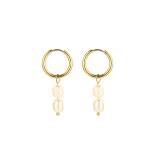 Koop gold Michelle Bijoux Earrings Two Freshwater Pearls