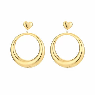 Koop gold Michelle Bijoux Ear Studs Heart Circle